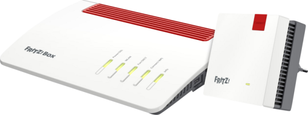 FRITZ!Box 7590 AX DSL + FRITZ!Repeater 1200 AX van het merk AVM FRITZ! en de categorie routers